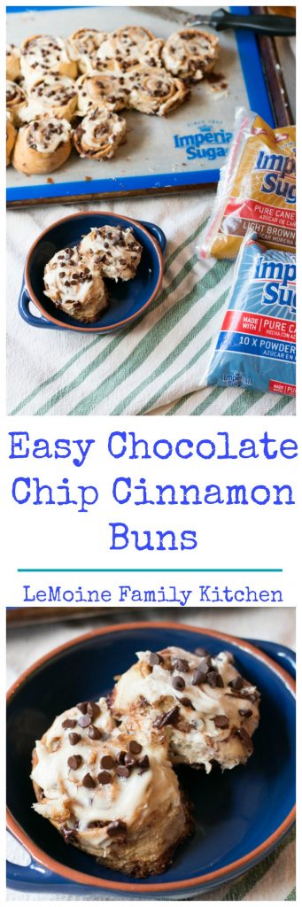 I am really enjoying all this baking for #Choctoberfest 2018! Today I'm sharing an absolutely delicious recipe for Easy Chocolate Chip Cinnamon Buns!! Thanks to our Gold Host, Imperial Sugar, this sweet treat is easy and so tasty! Crescent dough, brown sugar, cinnamon & chocolate finished with a cream cheese frosting- how perfect!